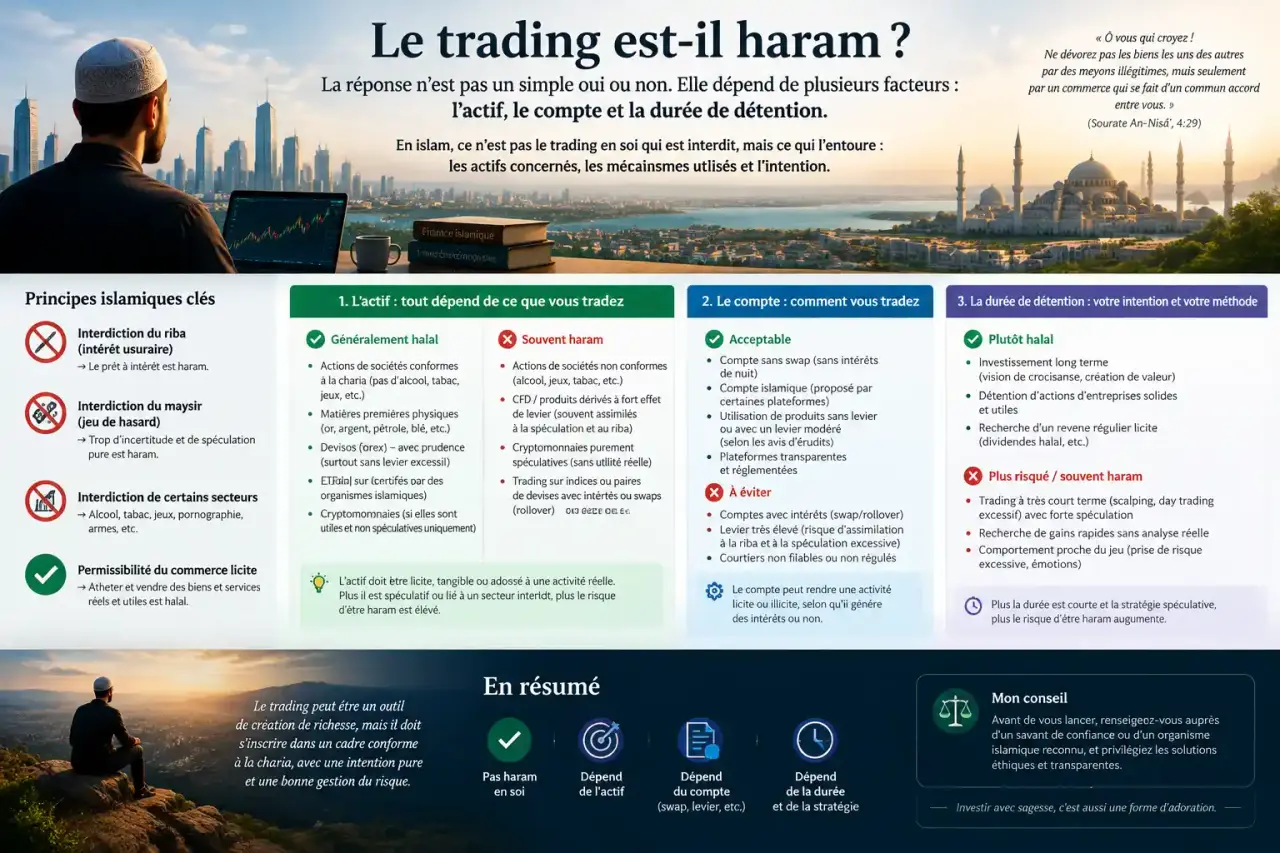 Est-ce que le trading est haram ? Ce qui change selon l'actif, le compte et la durée de détention