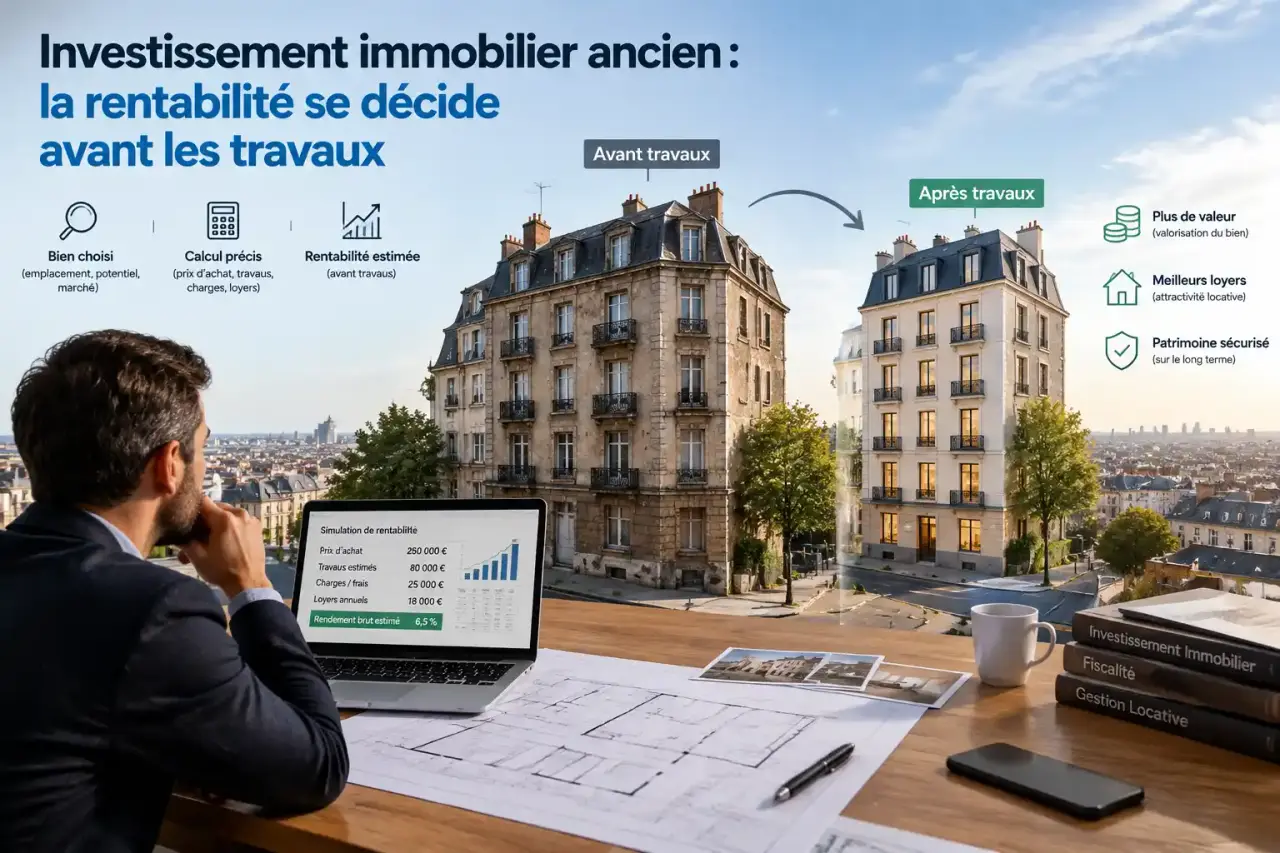 Investissement immobilier ancien : la rentabilité se décide avant les travaux