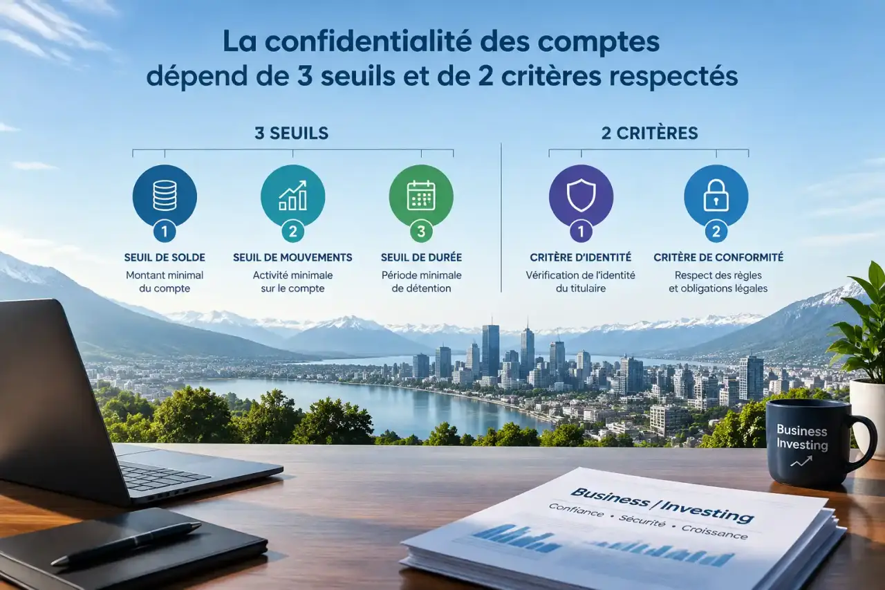 La confidentialité des comptes dépend de 3 seuils et de 2 critères respectés